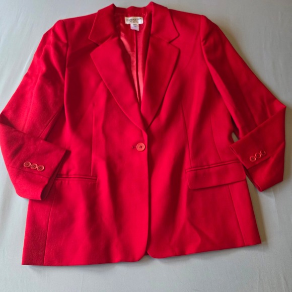 Pendleton 100% Wool Blazer Womens Petite Size 16 Red Button Front Jacket warm - Picture 1 of 6